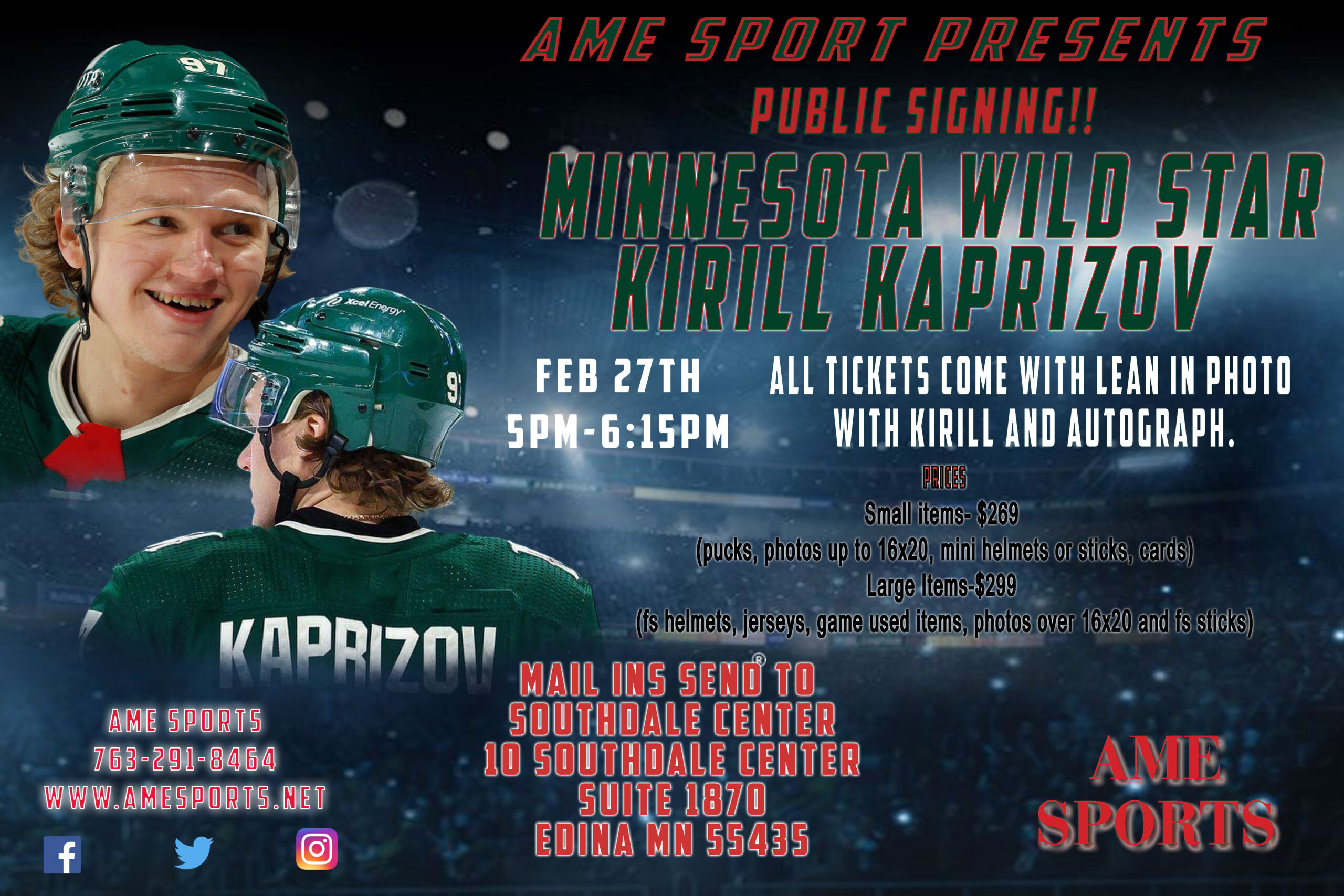Minnesota Wild Karill Kaprizov Signed/Framed 16x20 - AME Sports